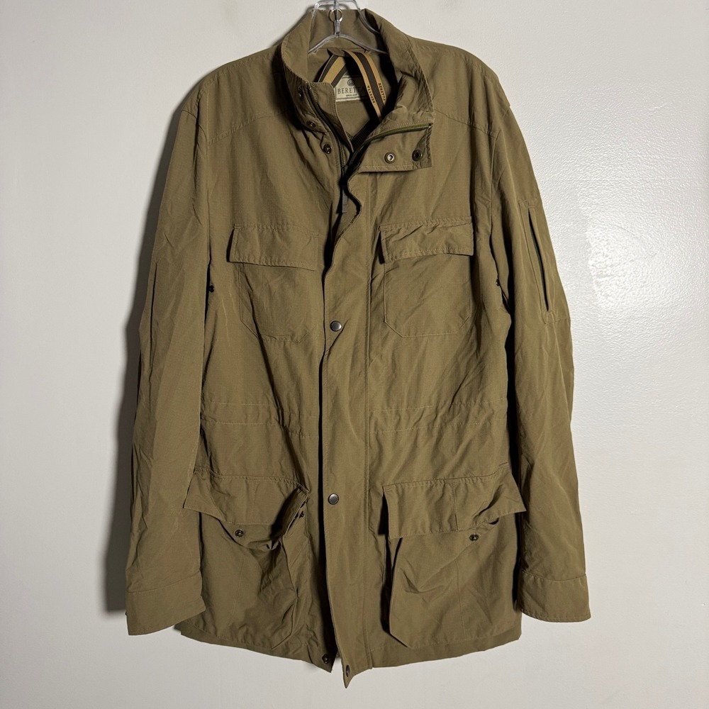 Beretta Mens Khaki Utility Field Jacket Size Medium Tan Brown